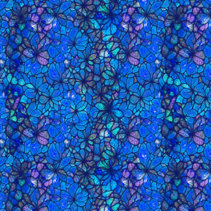 Sonny in the Sunflowers -Blue Stained Glass Petals # 16240202-04