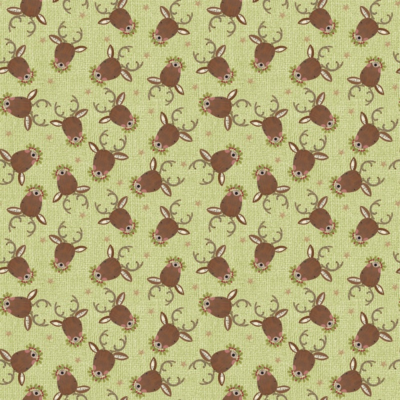 White Christmas - Light Green Reindeer Portrait # 16268B-04