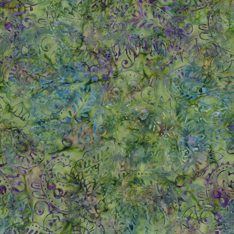 Mystic Vineyard - Green/Purple Paisley Batik # 22276-764