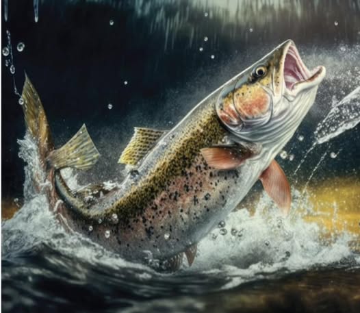 Wildlife Fish Rainbow Trout 36" panel