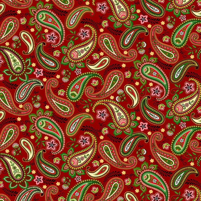 Blooms of the Holiday -Red Multi Paisley # 8384S-88