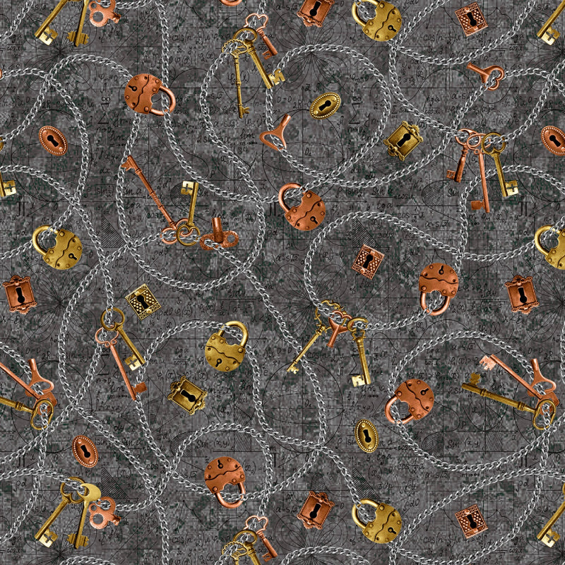 Full Steam Ahead -Gray Chains, Keys and Locks # BQ3938-95