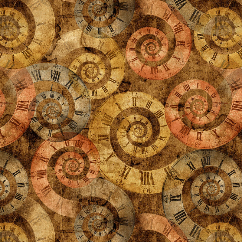 Full Steam Ahead -Cocoa Large Clock Swirls # BQ3939-32