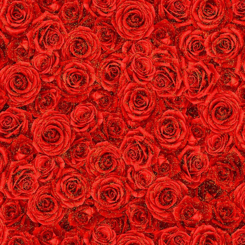 Winter Rose -Red Packed Red Metallic Roses # CM2893-RED