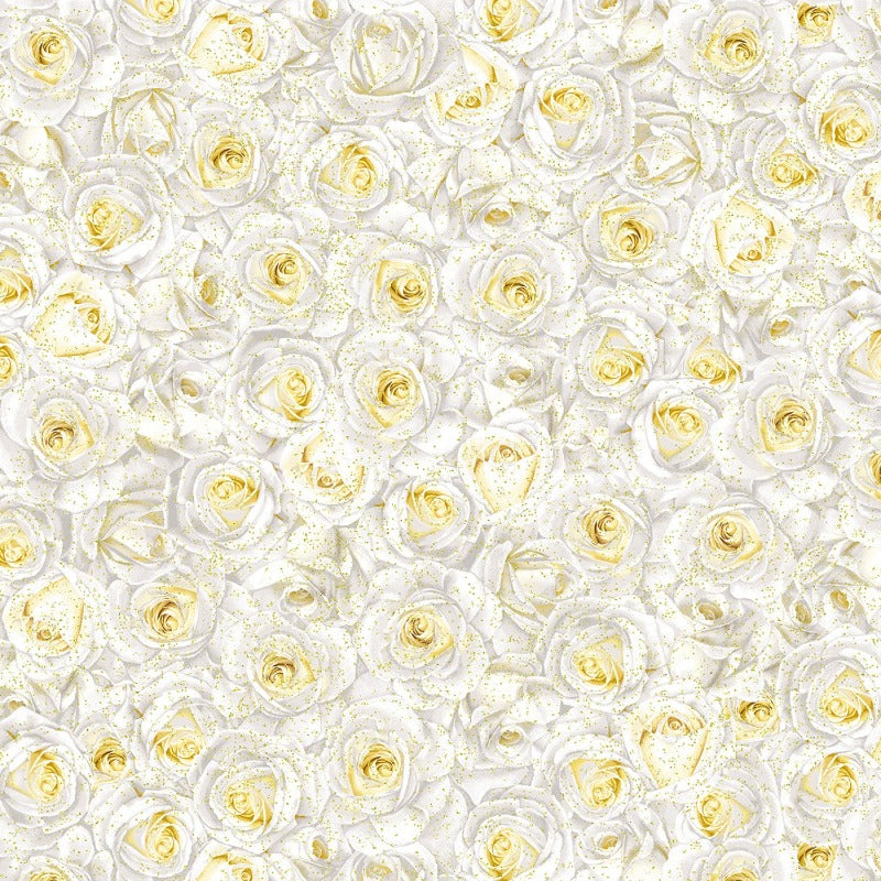 Winter Rose -White Packed White Metallic Roses # CM2894-WHITE