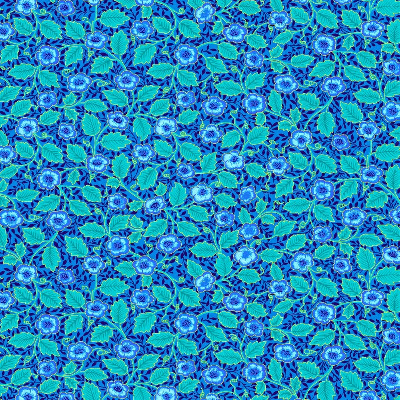 Luminous - Blue Small Floral With Leaves Metallic # CM2986-BLUE
