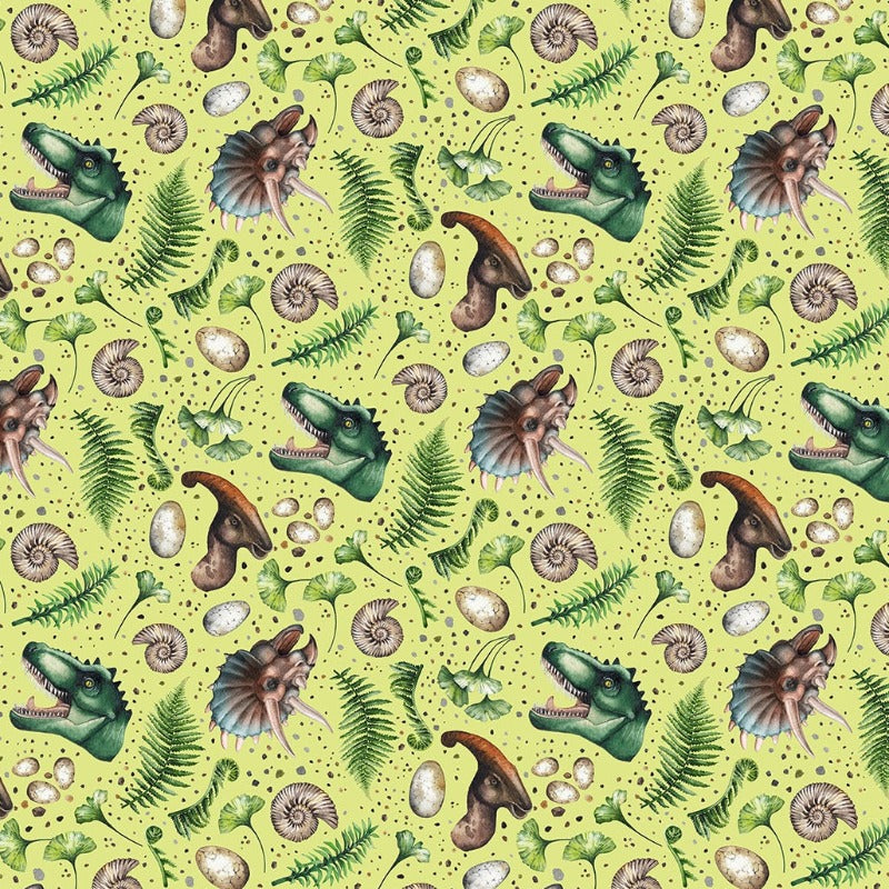 Paleo Tales -  Dinosaur Heads and Shells DP26784-72 Green