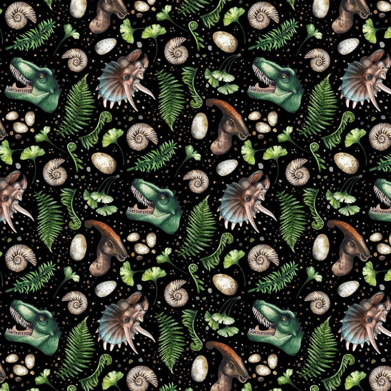 Paleo Tales -  Dinosaur Heads and Shells DP26784-99 Black