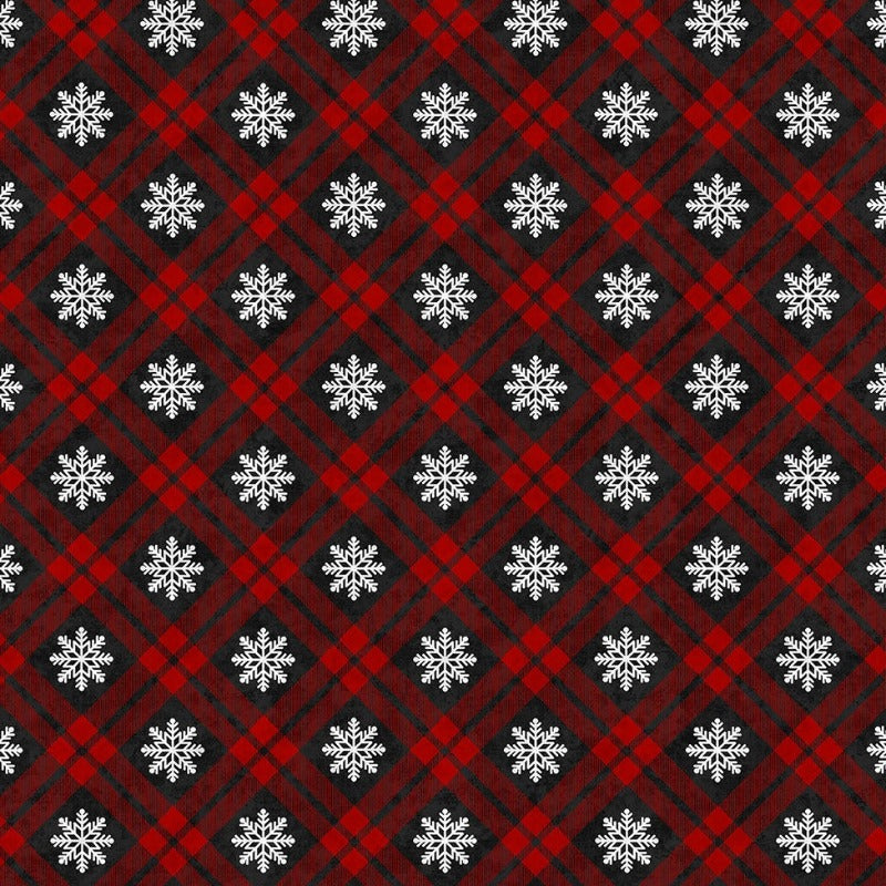 Cozy Up Flannel - Red Snowy Check F25278-24
