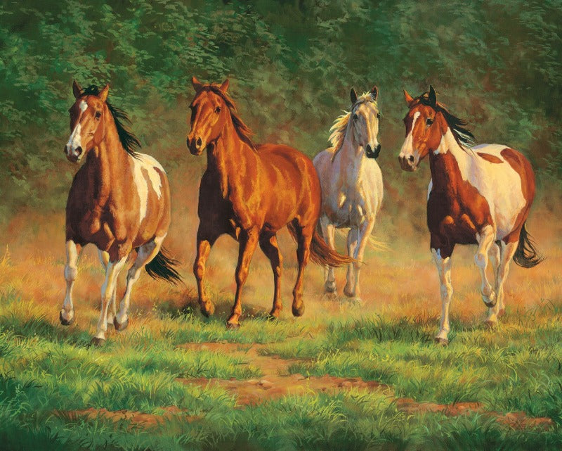 Multi Horse Evening Gold Panel # WW31832C1