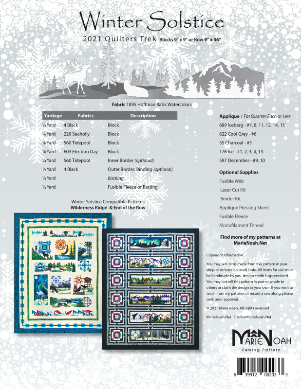 Winter Solstice Pattern Quilters Trek 2021