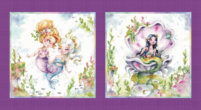 Enchanted Seas Mermaid Pillow Panel  # ESEA04933-PA