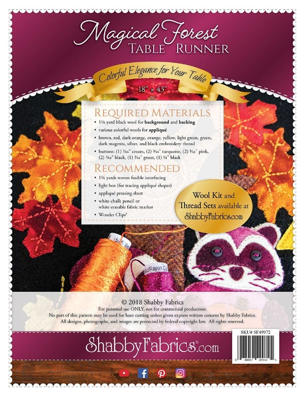 Magical Forest Table Runner # SF49972 Pattern