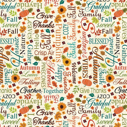 Gather Together - Cream Words of Autumn # 14457B-07