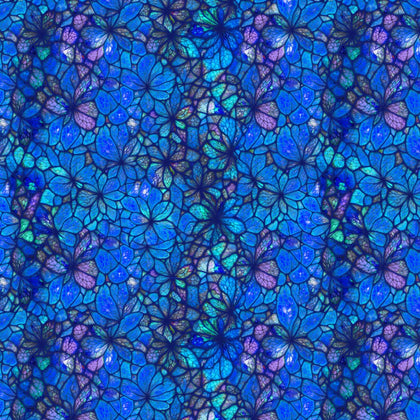 Sonny in the Sunflowers -Blue Stained Glass Petals # 16240202-04