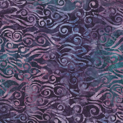 Violet Crush -Dark Purple Swirly Waves Batik # 22283-643