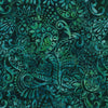 Copper Mountain - Green/Blue Dots & Leaves Batik # 22288-744