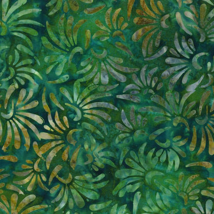 Copper Mountain - Green Petal Toss Batik # 22289-752