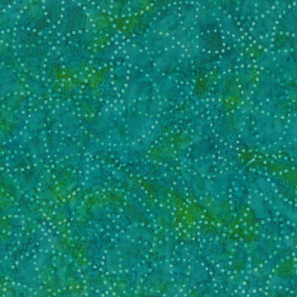 Copper Mountain -  Aqua Blue Circle Dots Batik # 22293-477