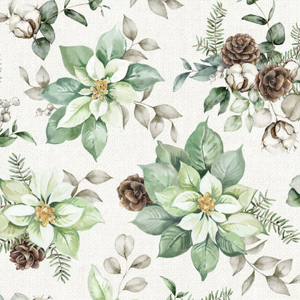 White Linen Christmas - Open Poinsettia Off White 25428-10