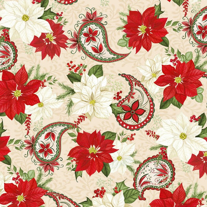 Tartan Holiday -Cream Paisley's & Florals All Over # 27664-137