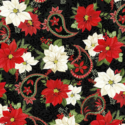 Tartan Holiday -Black Paisley's & Florals All Over # 27664-937