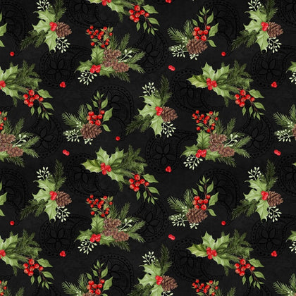 Tartan Holiday -Black Foliage Toss # 27667-973