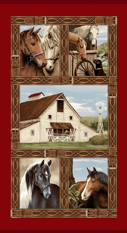 Cottonwood Stables Horse Panel # 3066P-88 Red
