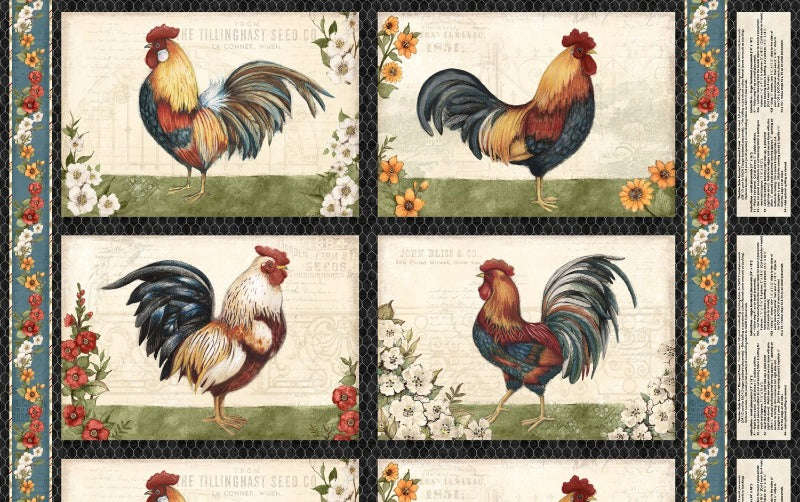 Garden Gate Roosters Multi Placemat Panel # 39810-194