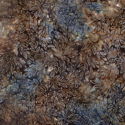 Lakeside - Driftwood Outlined Leaves On Stems Batik # B1514-DRIFTWOOD
