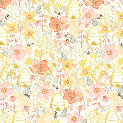 Home Sweet Home - Cream Large Beehive Garden Floral # CD3041-CREAM