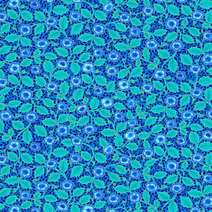 Luminous - Blue Small Floral With Leaves Metallic # CM2986-BLUE