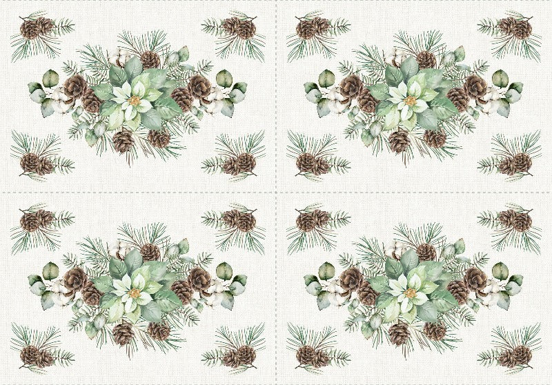White Linen Christmas - Placemat Panel 25427-10