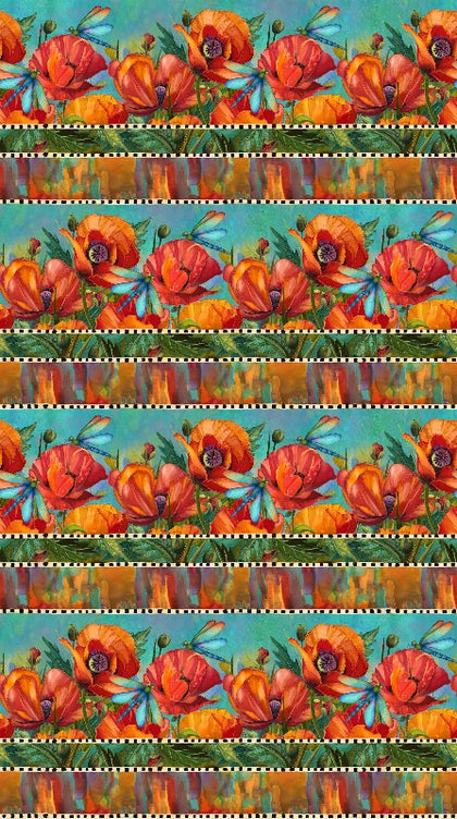 Charisma - Poppy Border Stripe Turquoise DP 25561-68