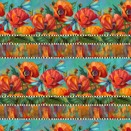 Charisma - Poppy Border Stripe Turquoise DP 25561-68