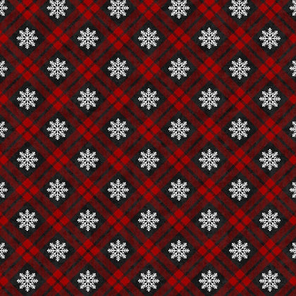 Cozy Up Flannel - Red Snowy Check F25278-24
