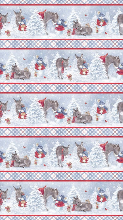 Little Donkey's Christmas Flannel -Stripe F25325-42