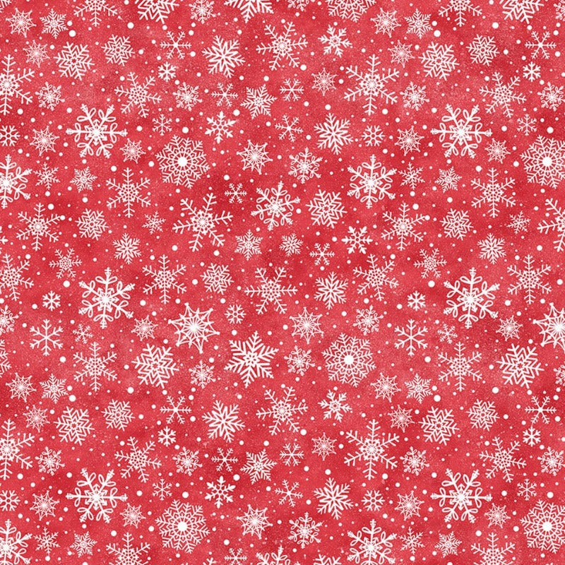 Little Donkey's Christmas Flannel Snowflakes- F25331-24 Red