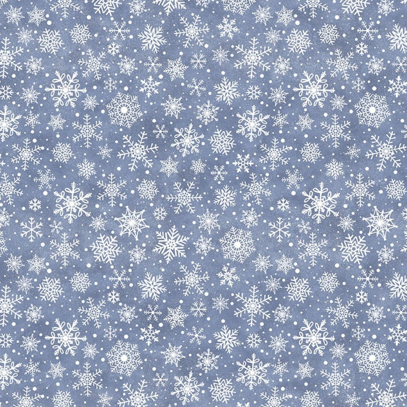 Little Donkey's Christmas Flannel Snowflakes- F25331-44 Dark Blue