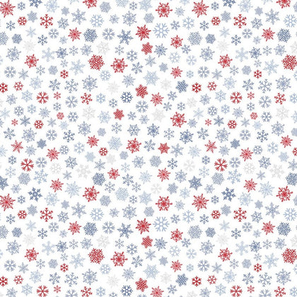 Little Donkey's Christmas Flannel Small Snowflakes- F25332-10 White Multi