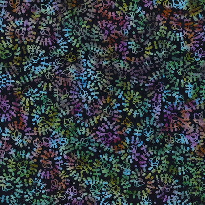 Mystic Vineyard - Black/Multi Spiral Vines Batik # 22280-974