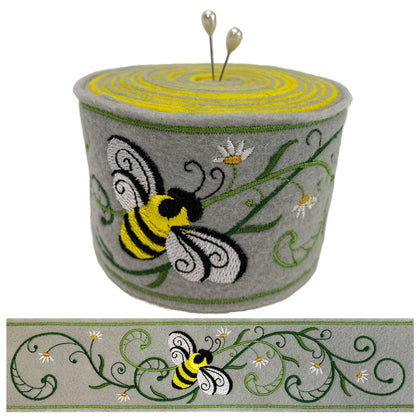 Marie Noah Embroidered Felt Pincushion: Honeybee