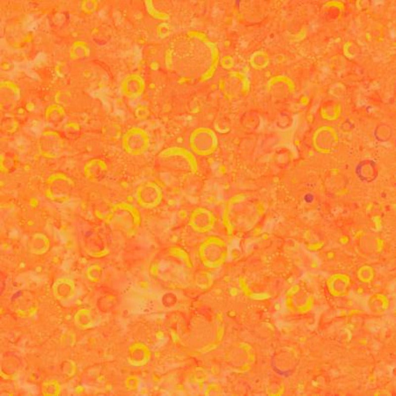 Prismatic Orange Yellow Floating Circles Batik # 22174-885