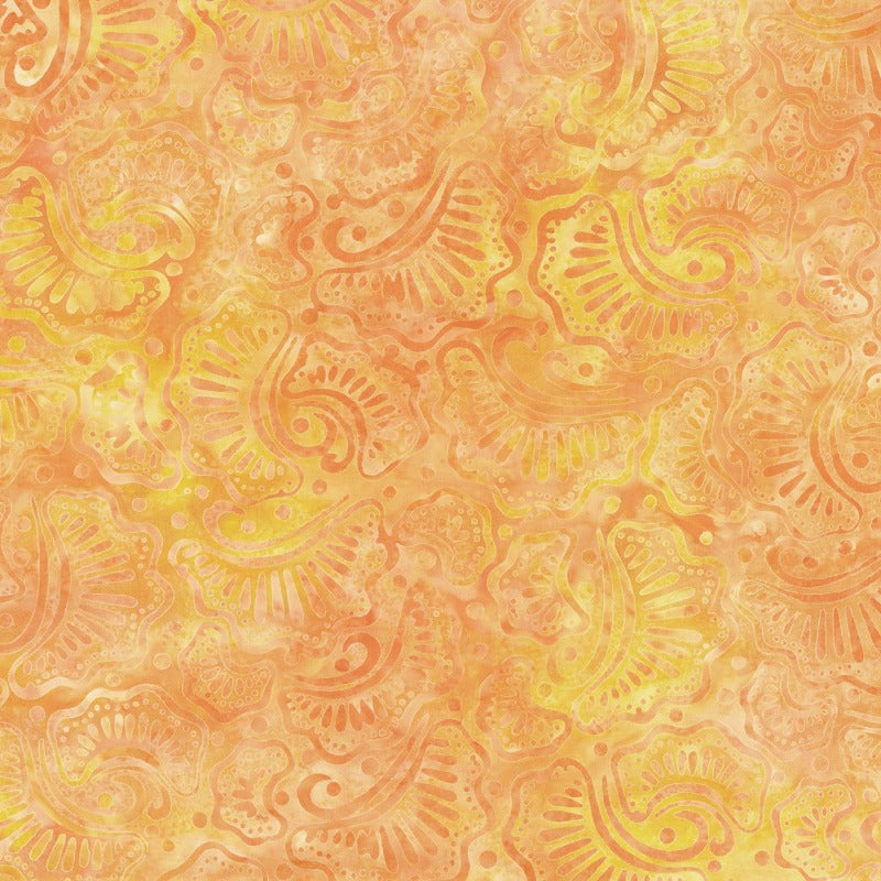 Prismatic Orange/Yellow Wavy Fans Batik # 22190-855