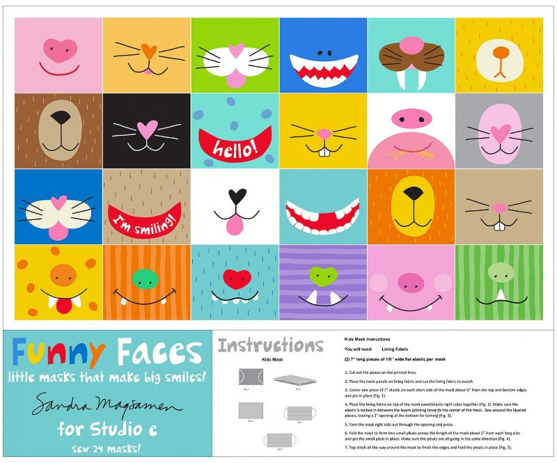 Funny Faces Multi 36in Kids Masks Panel # 5735PS-01