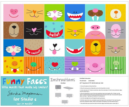 Funny Faces Multi 36in Kids Masks Panel # 5735PS-01