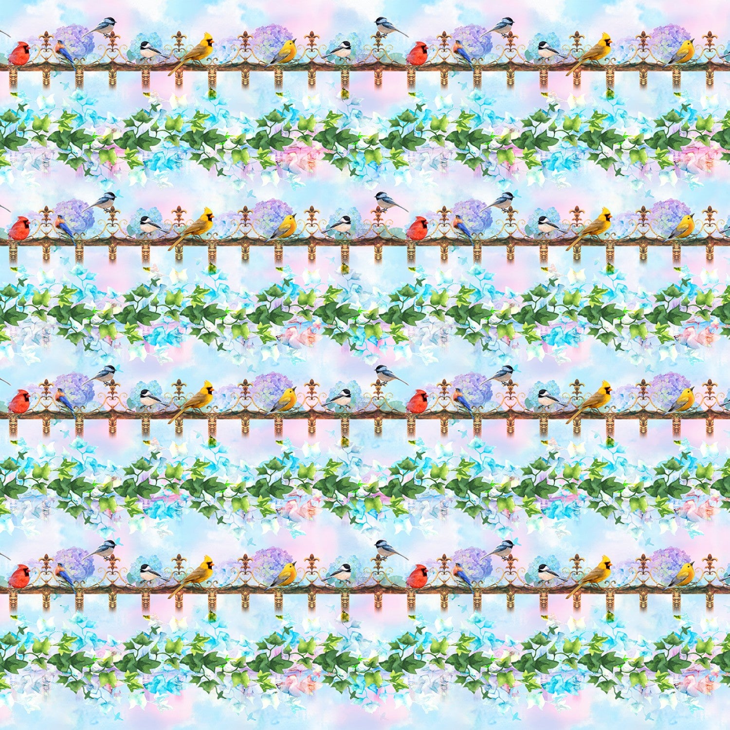 Hydrangea Garden - Sky Blue  Border Digitally Printed # 5894S-11