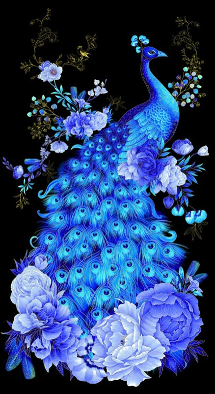 Royal Plume Black Royal Blue Peacock Metallic Panel # CM1560-BLACK