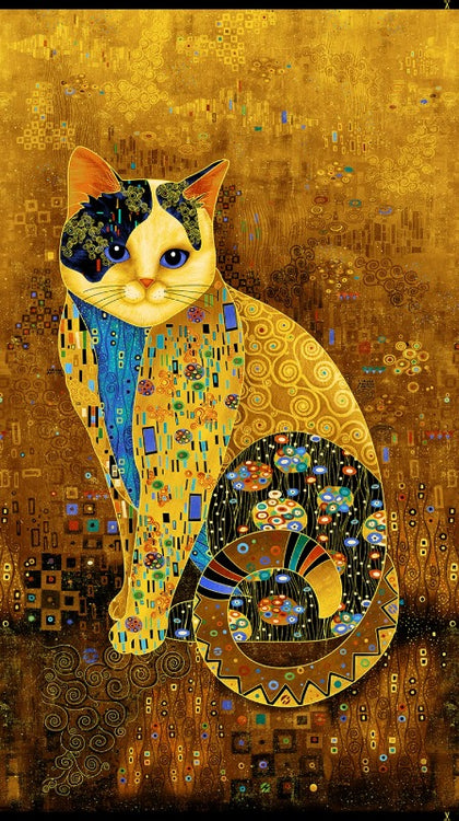 Cleo Golden Bejeweled Cat Panel # CM1880-GOLD