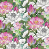 Water Lilies Black Floral with Toile 25058-99